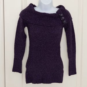 Le Chateau Off the shoulder purple knitted sweater